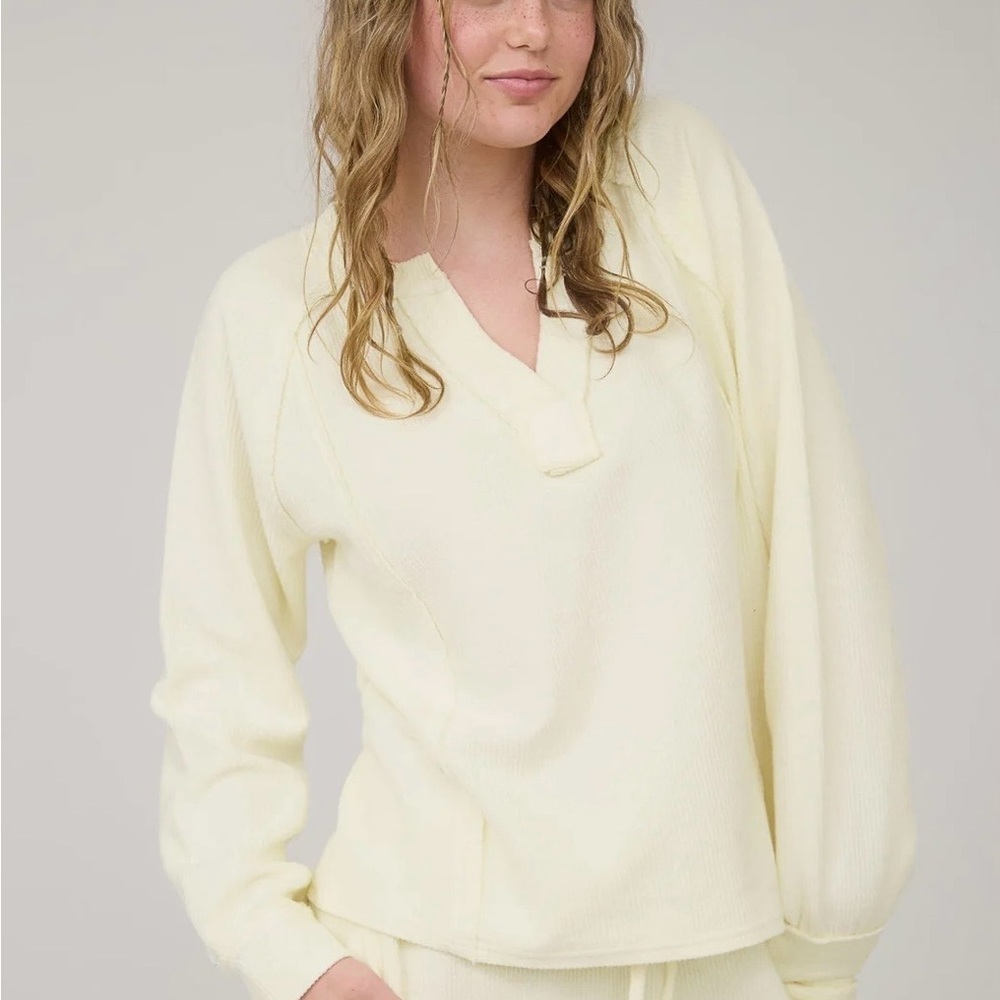 ACID WASHED RIBBED PATTERN TONES LOUNGE 2 PC SET - Picture 2 of 8